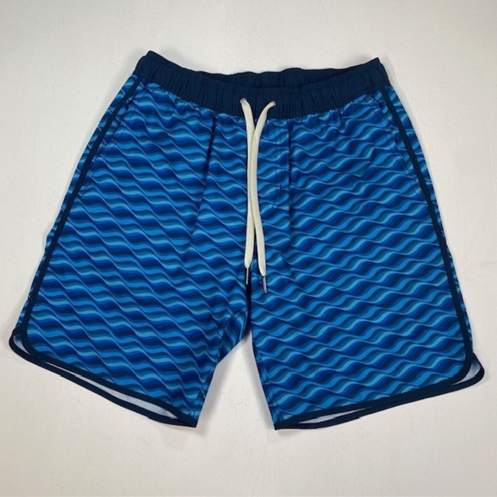 Fair Harbor Mens Blue Wave Print Swim Trunks Board Shorts Size Medium M